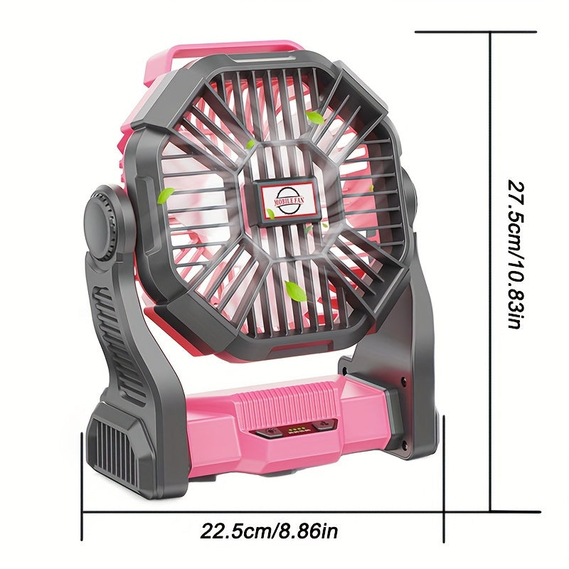 Charging+lighting+fan Three In One Electric Fan Camping Fan Battery Powered Fan, with LED Lantern Portable Camping Fan Suitable for Tents, Timer And Rotating Charging Fan Battery, Suitable for Barbecue Or Travel Operation Fan