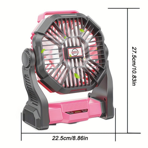 Charging+lighting+fan Three In One Electric Fan Camping Fan Battery Powered Fan, with LED Lantern Portable Camping Fan Suitable for Tents, Timer And Rotating Charging Fan Battery, Suitable for Barbecue Or Travel Operation Fan