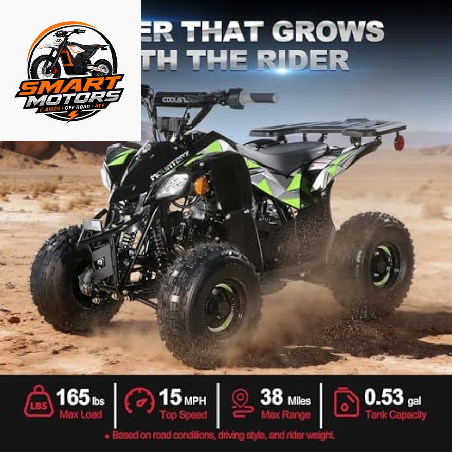 110CC Kids Gas ATV – 4-Stroke Off-Road Quad with Speed Limiter, Front & Rear Brakes, LED Lights & Heavy-Duty Steel Frame