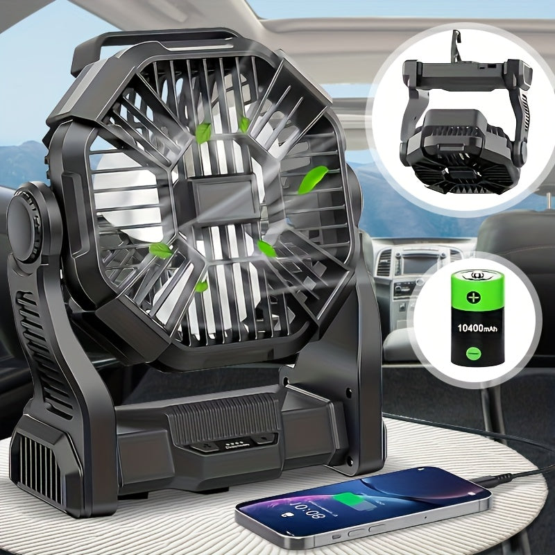Charging+lighting+fan Three In One Electric Fan Camping Fan Battery Powered Fan, with LED Lantern Portable Camping Fan Suitable for Tents, Timer And Rotating Charging Fan Battery, Suitable for Barbecue Or Travel Operation Fan