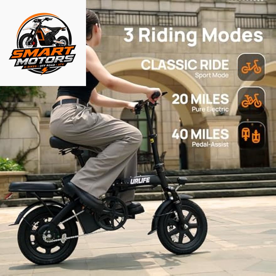 Folding Electric Bike for Adults – 14" Portable E-Bike with 500W Peak Motor, 20 MPH Top Speed, Up to 40-Mile Range & UL 2849 Certified