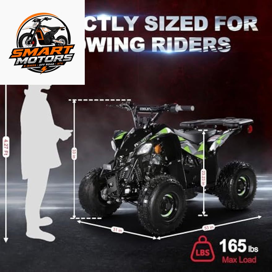 110CC Kids Gas ATV – 4-Stroke Off-Road Quad with Speed Limiter, Front & Rear Brakes, LED Lights & Heavy-Duty Steel Frame